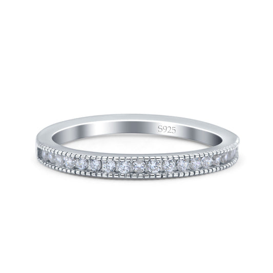 Half Eternity Ring Wedding Engagement Band Round Simulated Cubic Zirconia