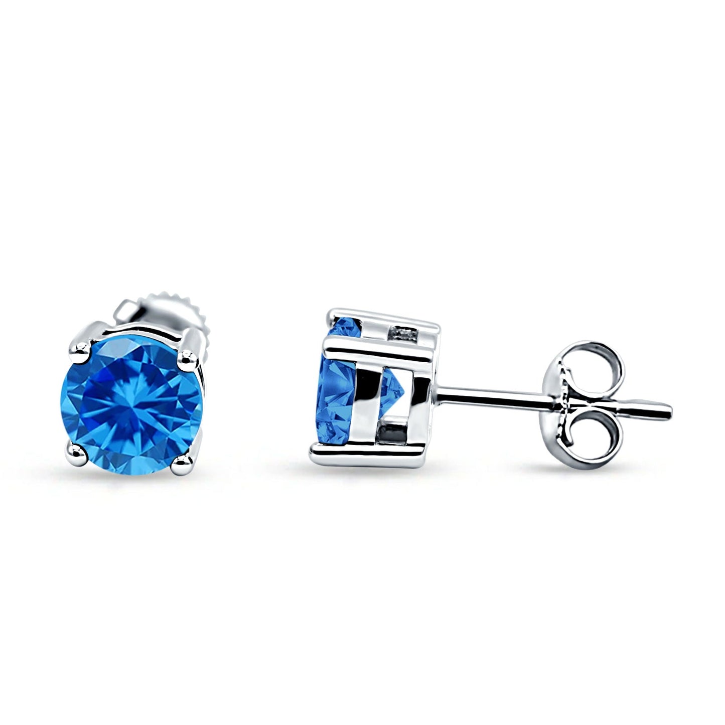 Solitaire Stud Earring Blue Topaz CZ Wholesale