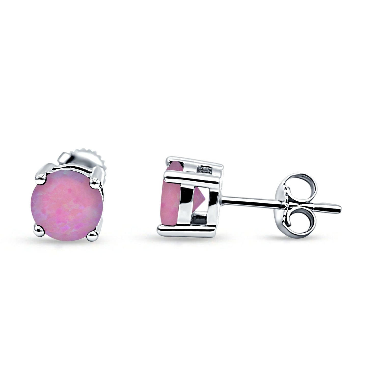 Solitaire Push Back Stud Earring Created Pink Opal Wholesale