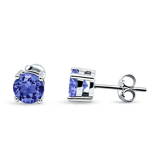 Solitaire Push Back Stud Earring Round Simulated Tanzanite Wholesale