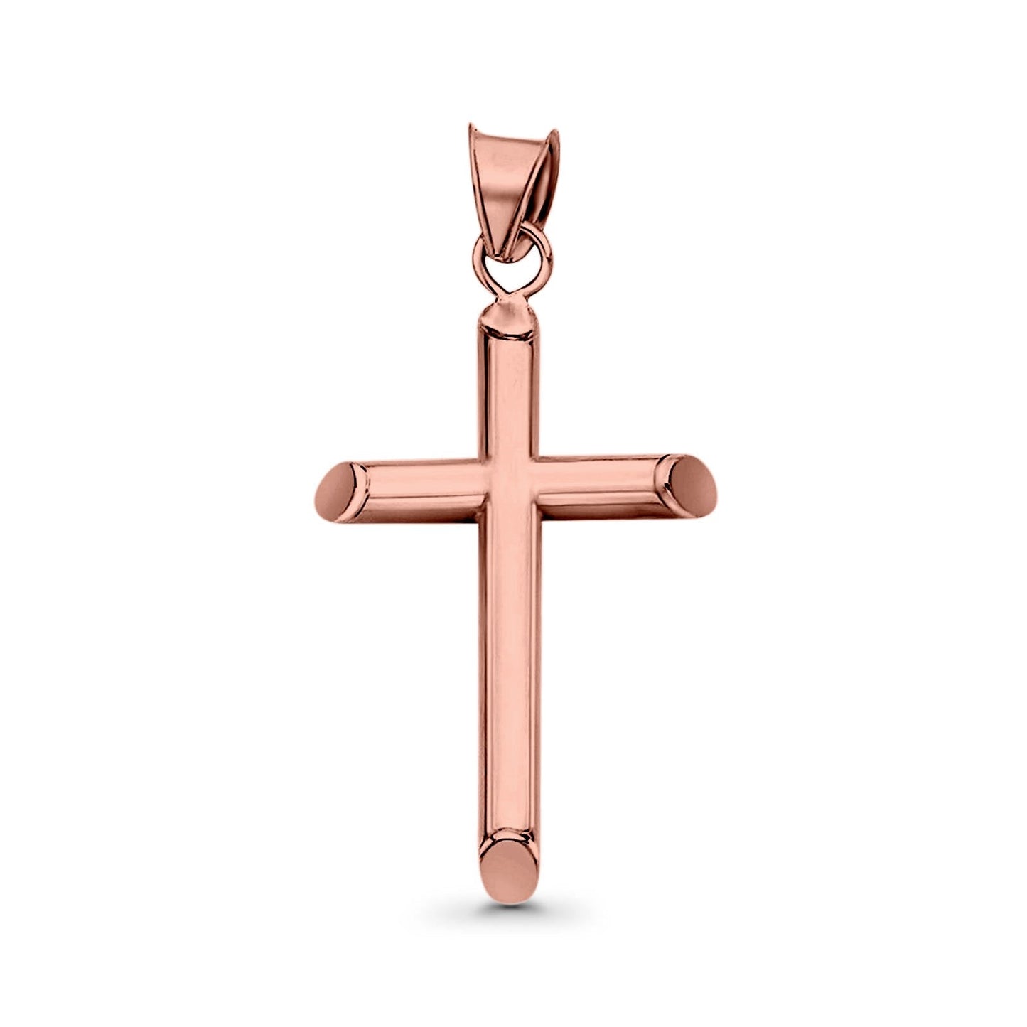 Solid Plain Rose Tone, Cross Charm Pendant (21mm)