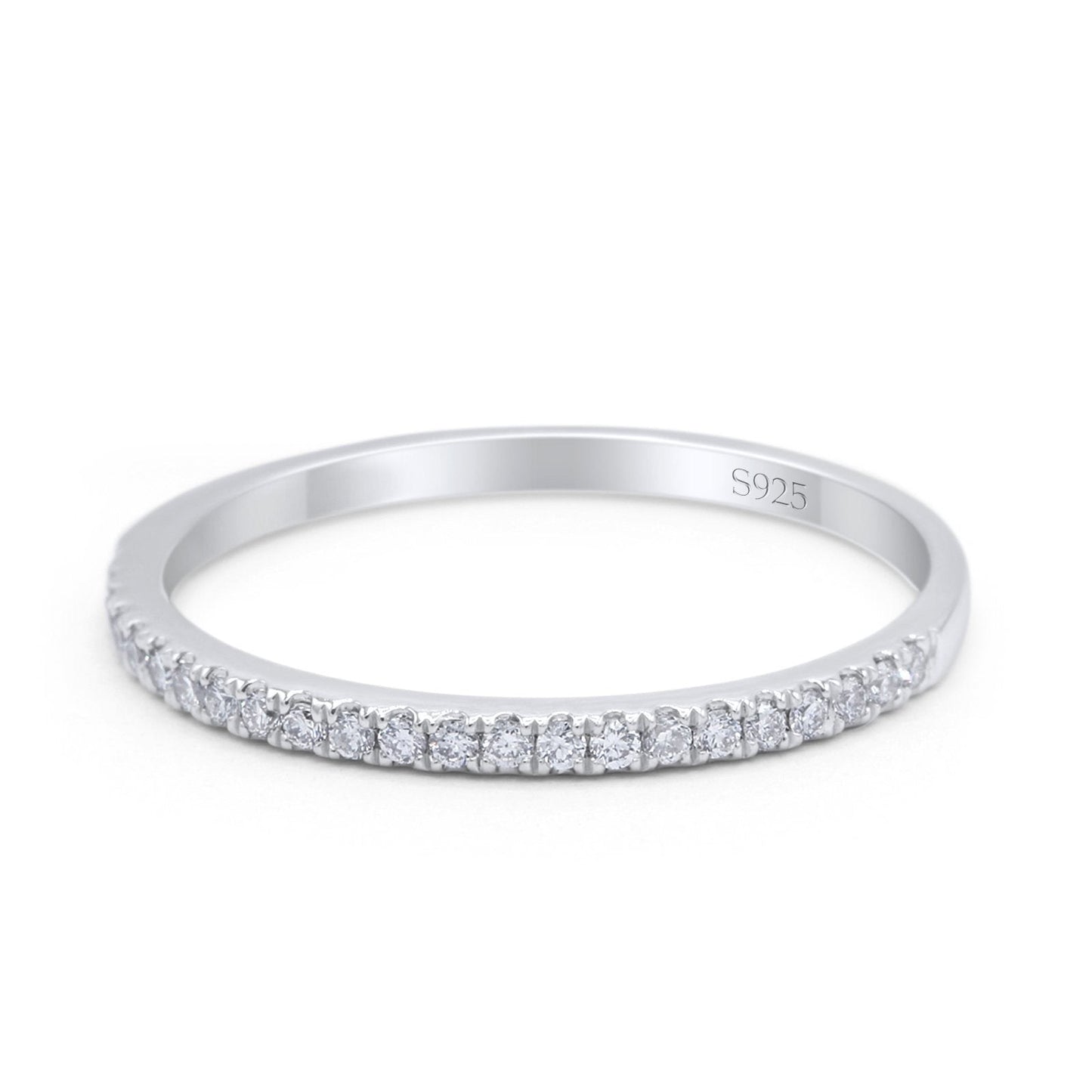 Half Eternity Band Wedding Ring Round Simulated Cubic Zirconia (2mm)