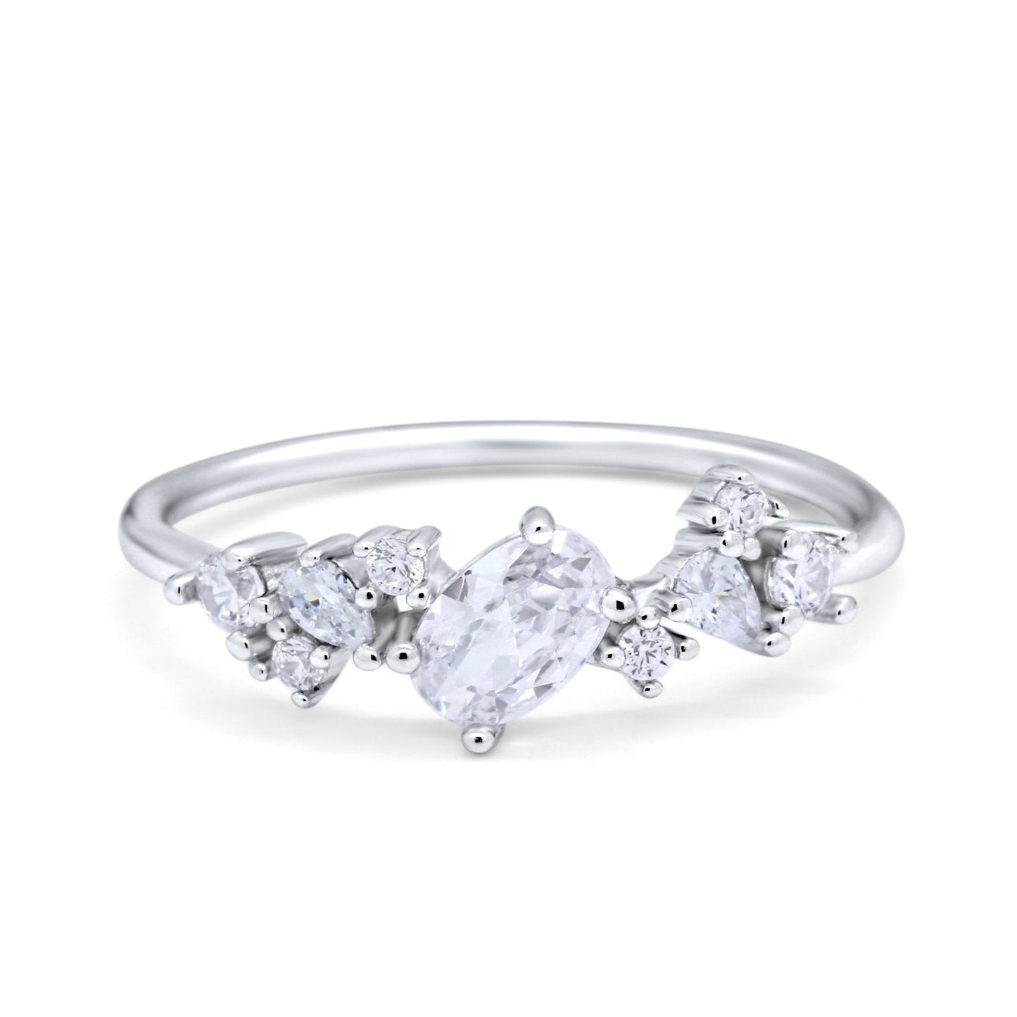 Art Deco Oval Simulated Cubic Zirconia Wedding Ring