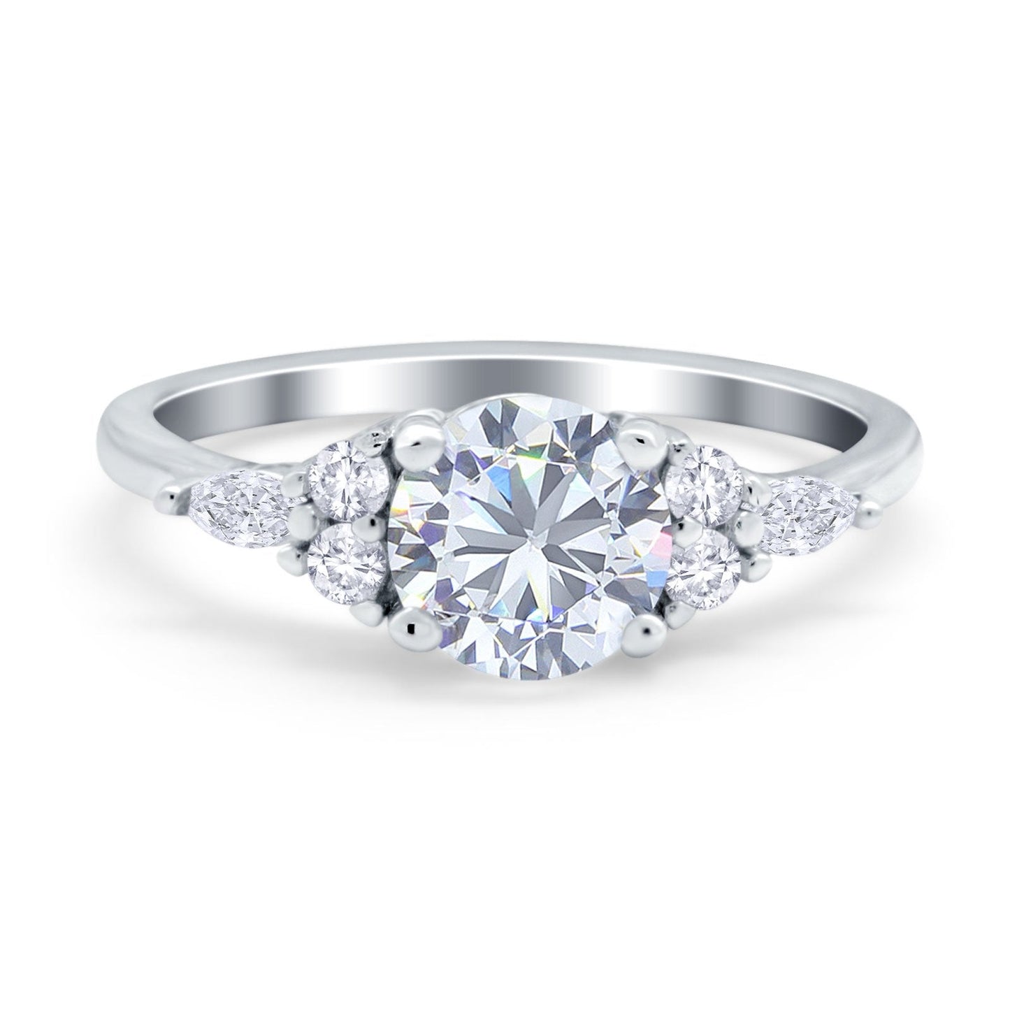 Art Deco Round Simulated Cubic Zirconia Engagement Ring