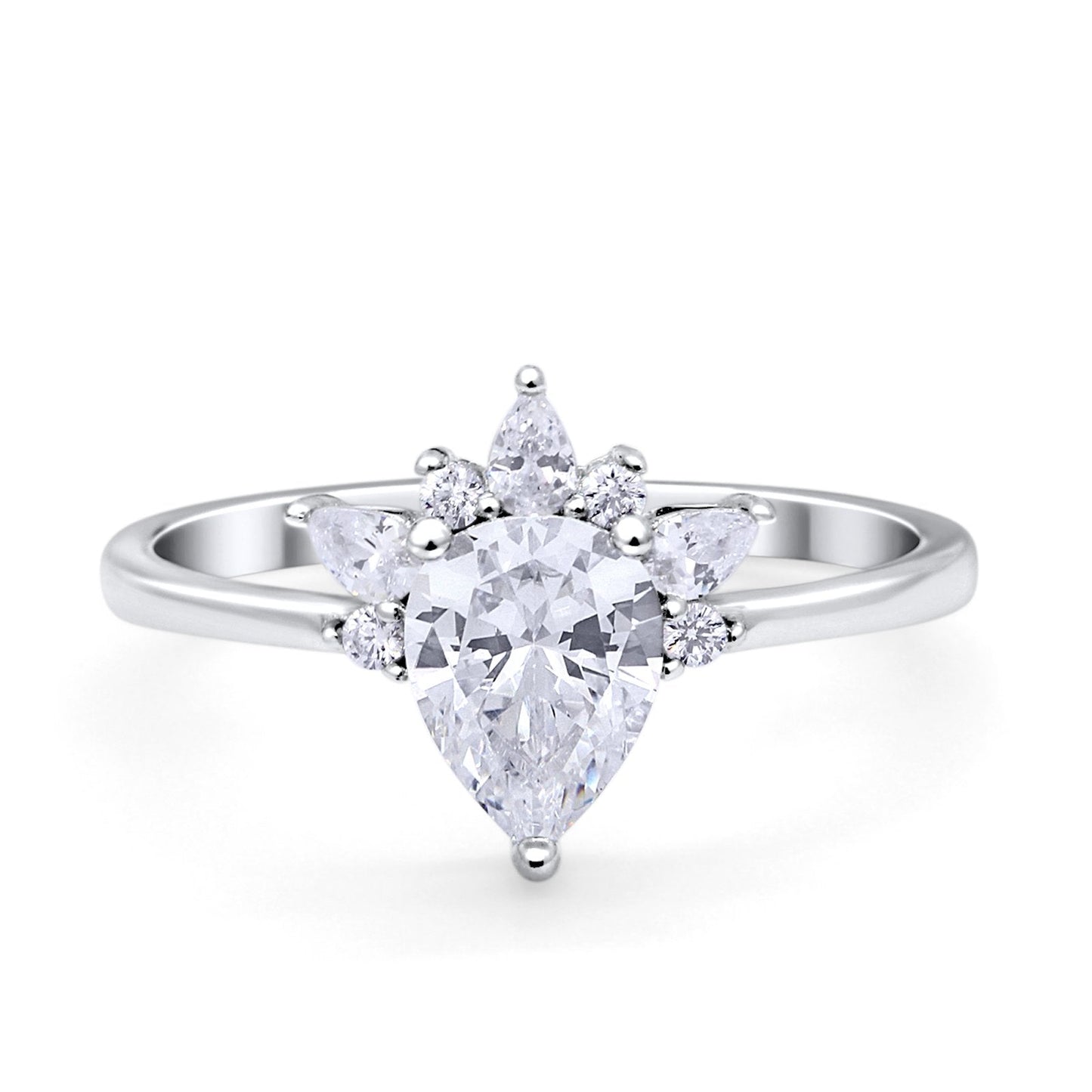 Art Deco Engagement Ring Pear Simulated Cubic Zirconia