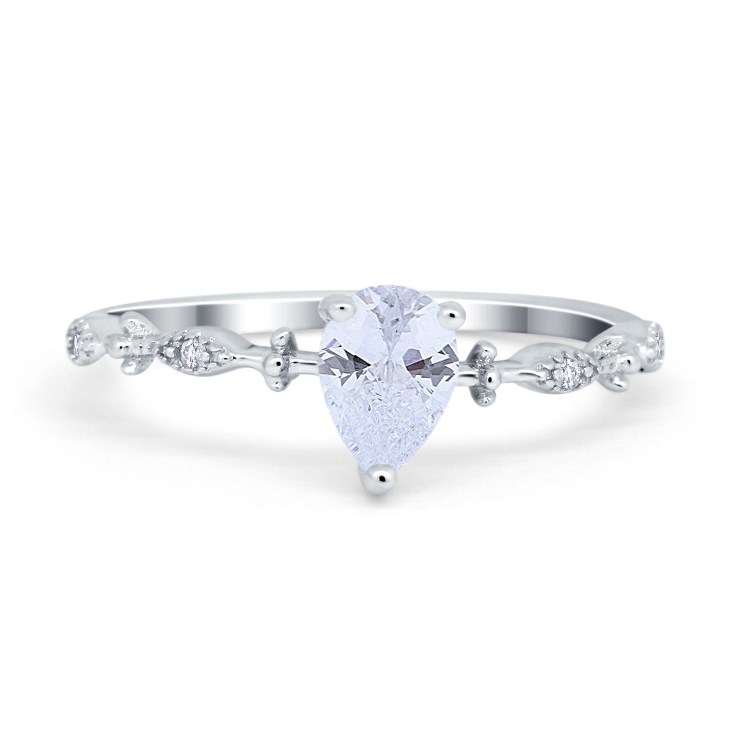 Teardrop Simulated Cubic Zirconia Wedding Ring