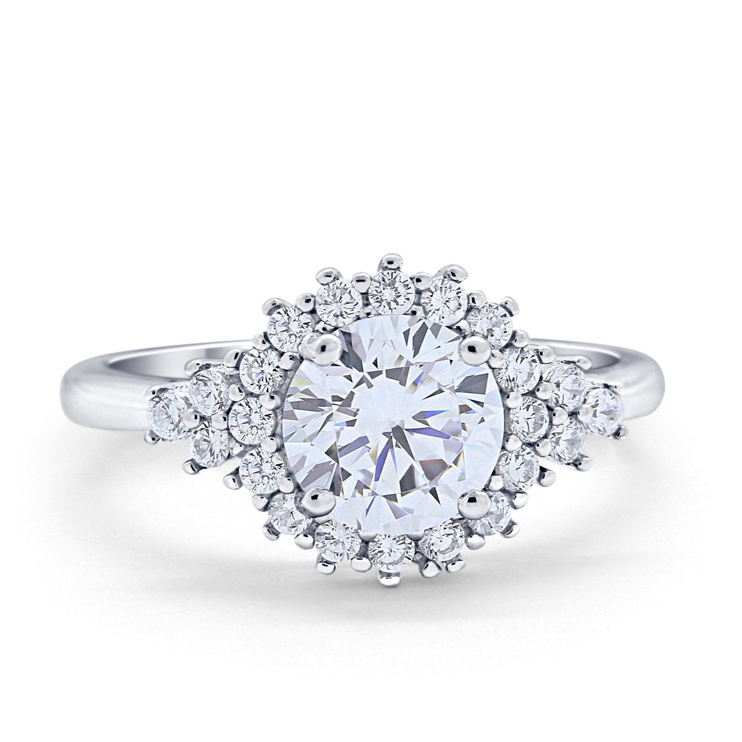 Halo Vintage Engagement Ring Round Simulated Cubic Zirconia