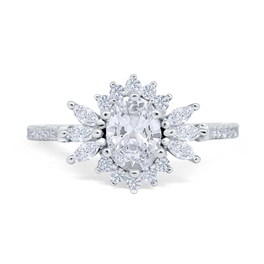 Vintage Oval Engagement Ring Simulated Cubic Zirconia