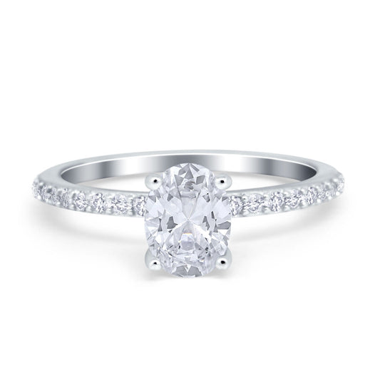 Solitaire Accent Engagement Ring Simulated Cubic Zirconia