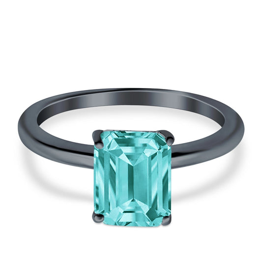 Black Tone, Simulated Paraiba Tourmaline CZ Cathedral Engagement Ring