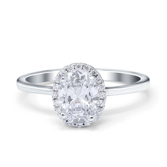 Halo Art Deco Oval Engagement Ring Simulated Cubic Zirconia