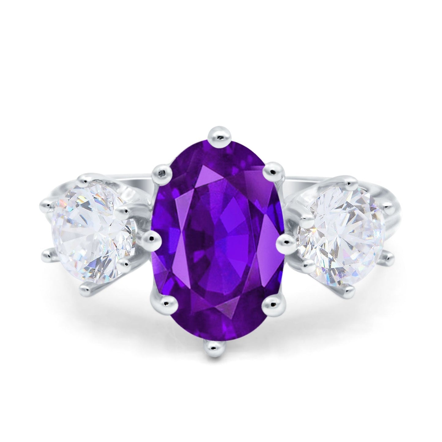 Oval Art Deco Engagement Ring Simulated Amethyst CZ