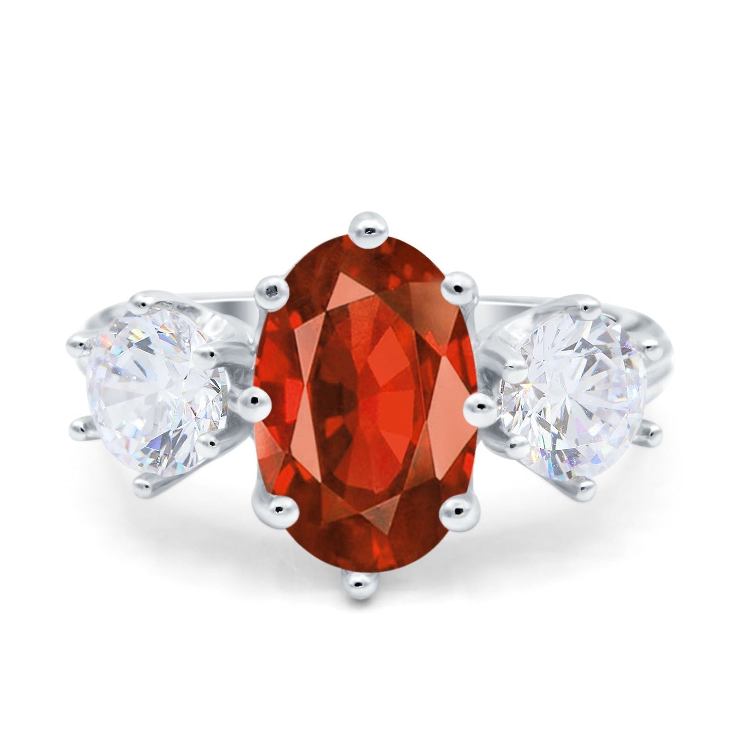 Oval Art Deco Engagement Ring Simulated Garnet CZ