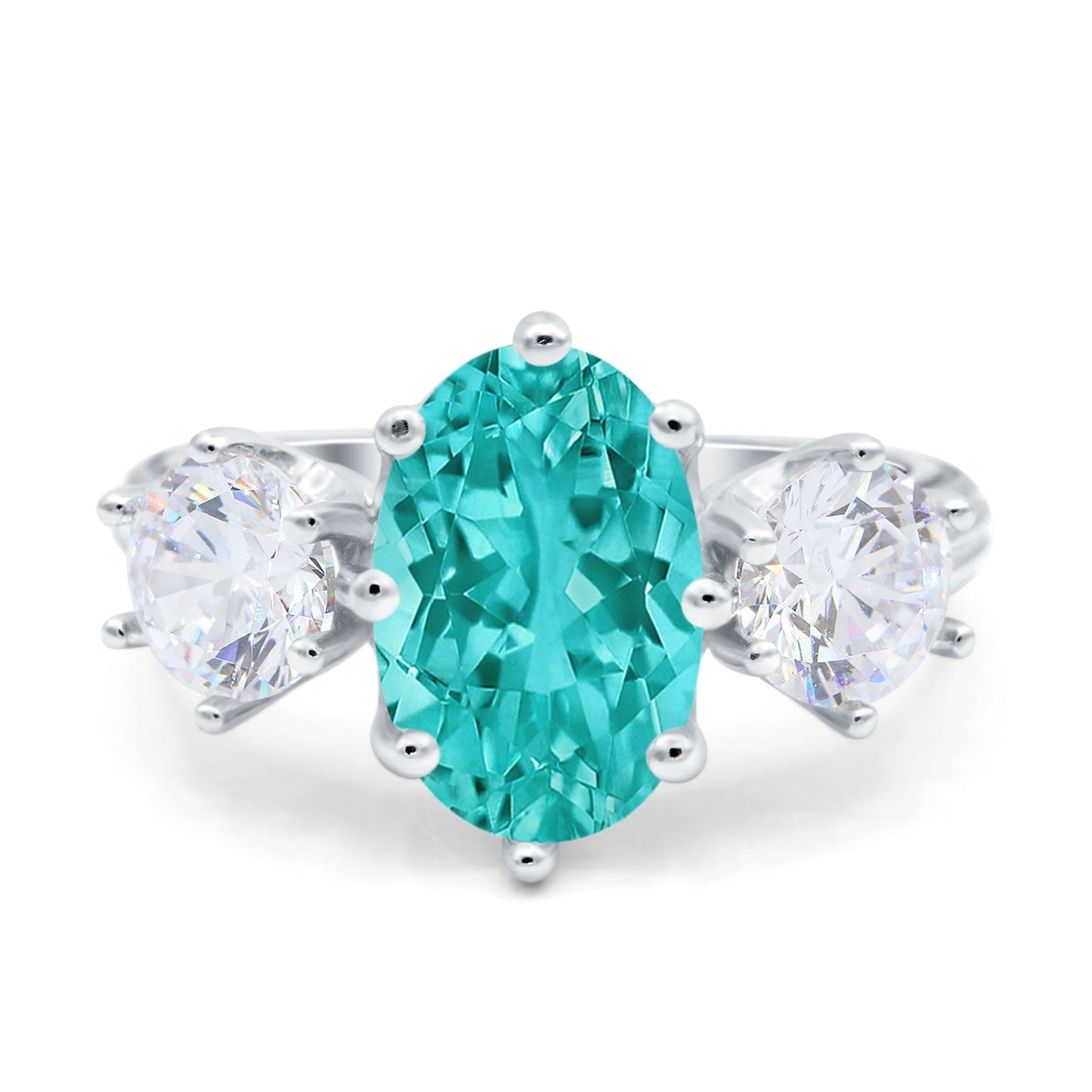 Oval Art Deco Engagement Ring Simulated Paraiba Tourmaline CZ