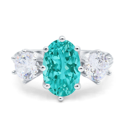 Oval Art Deco Engagement Ring Simulated Paraiba Tourmaline CZ