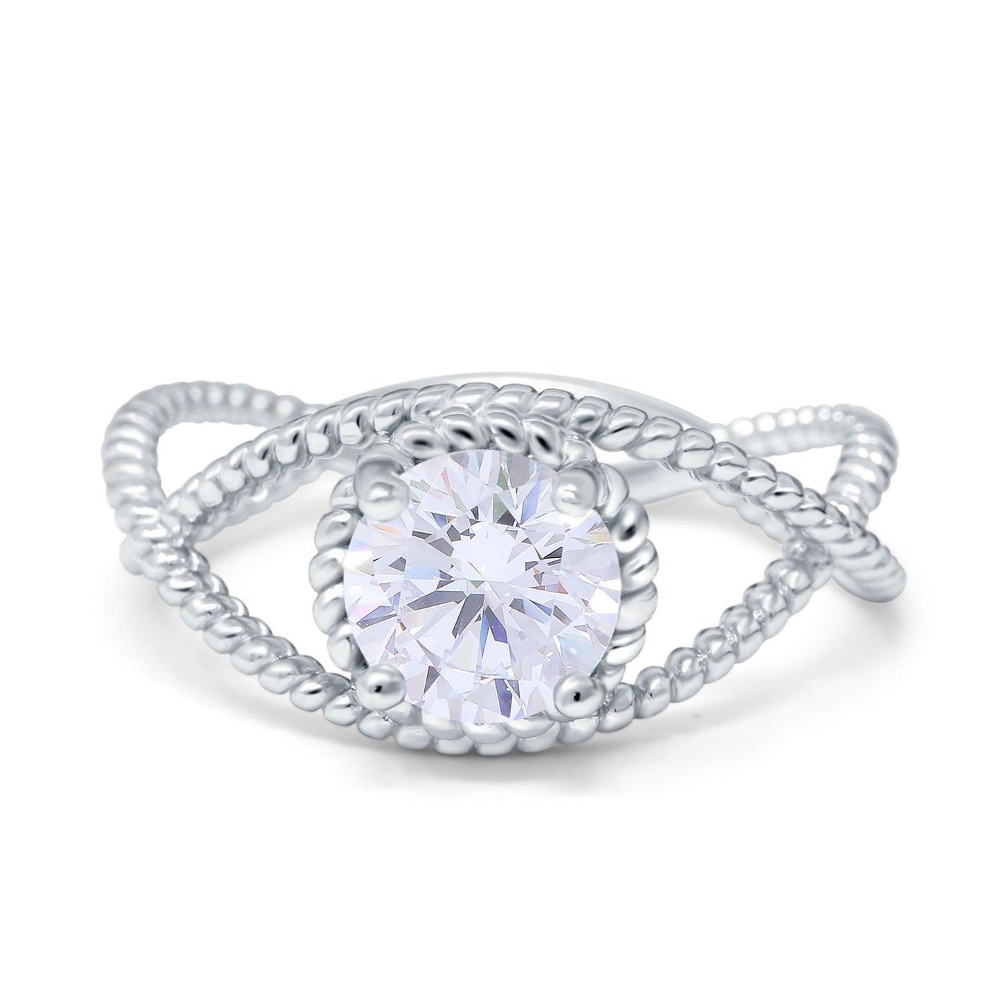 Braided Cable Split Cubic ZirconiaEngagement Ring