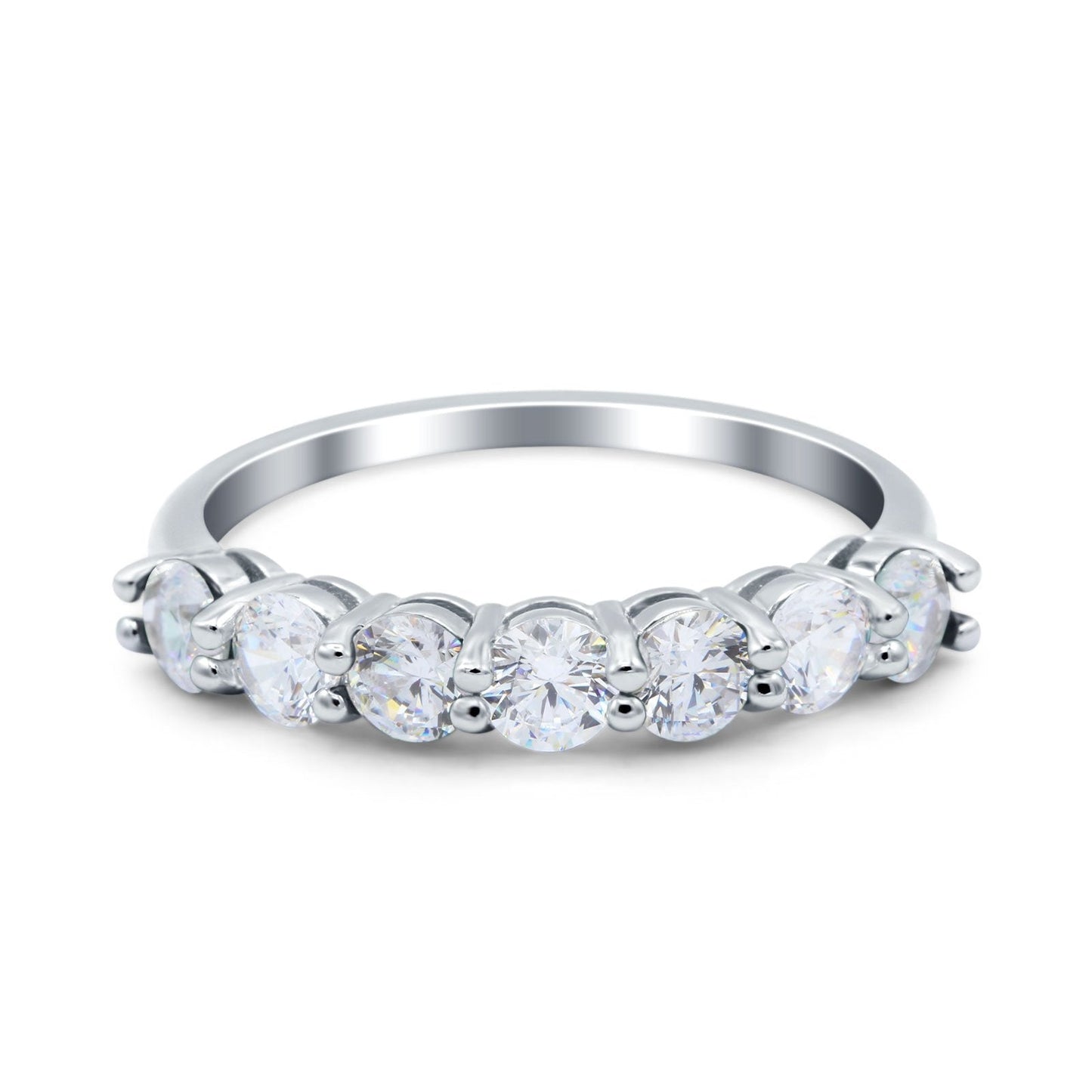 Art Deco Half Eternity Stackable Wedding Ring Simulated CZ