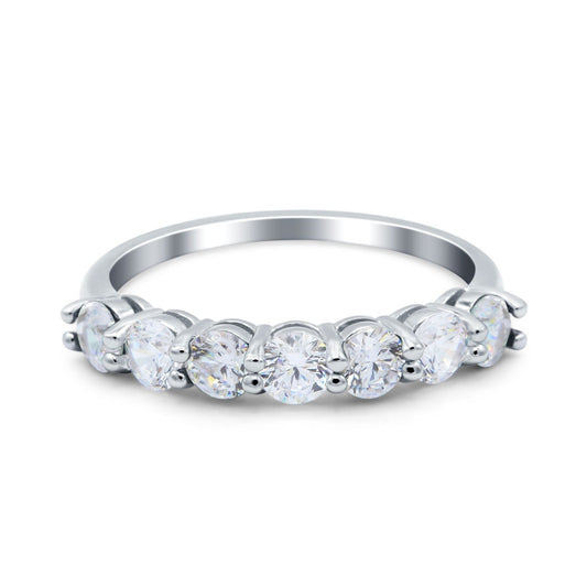 Art Deco Half Eternity Stackable Wedding Ring Simulated CZ