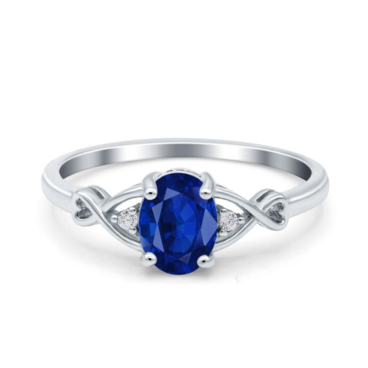 Oval Filigree Infinity Engagement Ring Simulated Blue Sapphire CZ