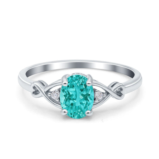 Oval Filigree Infinity Engagement Ring Simulated Paraiba Tourmaline CZ