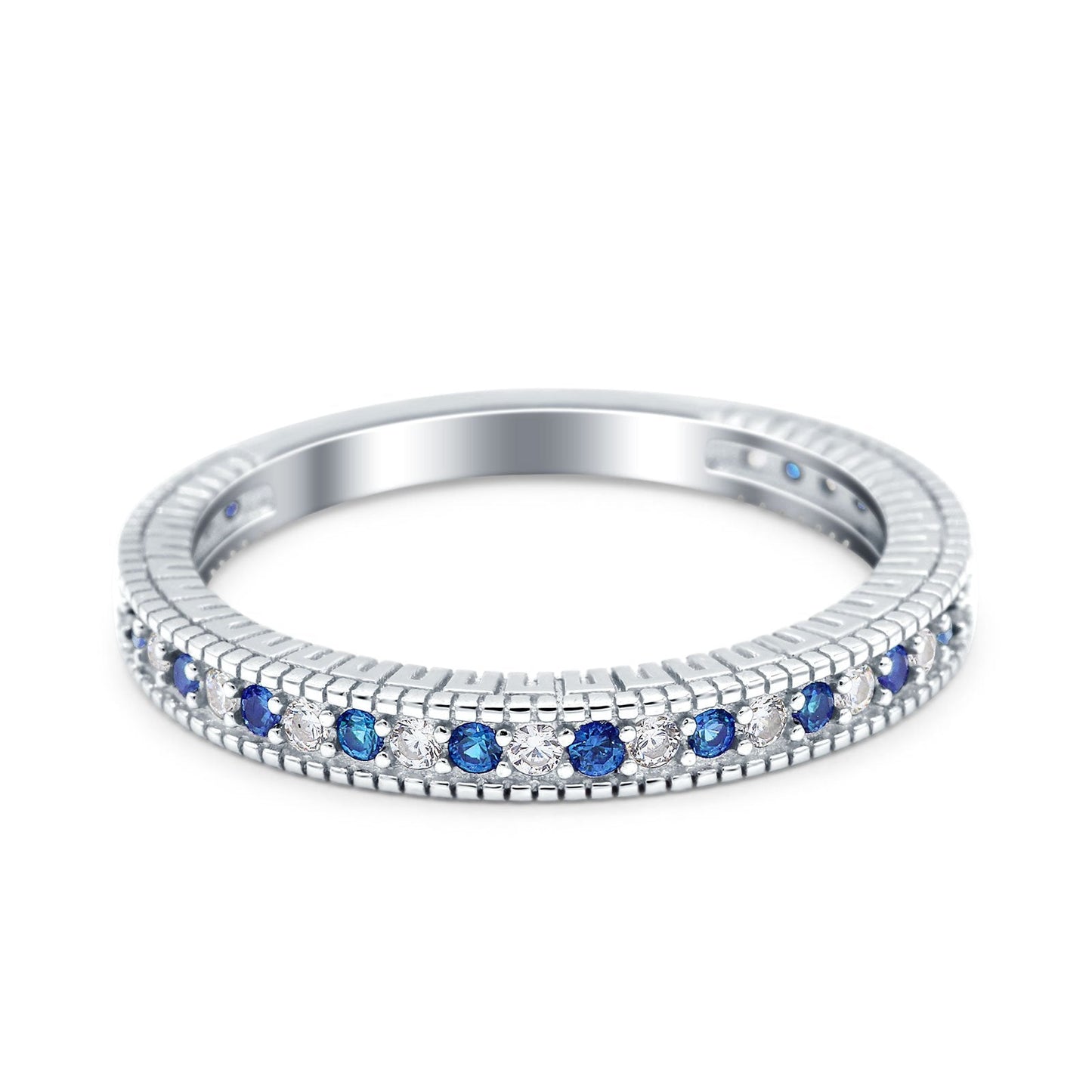 Half Eternity Band Stacking Simulated Blue Sapphire CZ  Engagement Ring