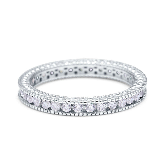 Art Deco Full Eternity Stackable Wedding Ring Simulated CZ