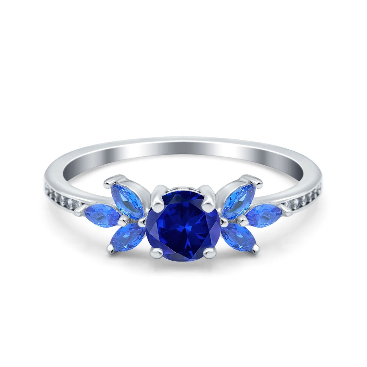 Marquise Wedding Ring Simulated Blue Sapphire CZ