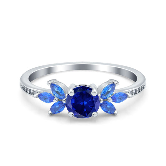 Marquise Wedding Ring Simulated Blue Sapphire CZ