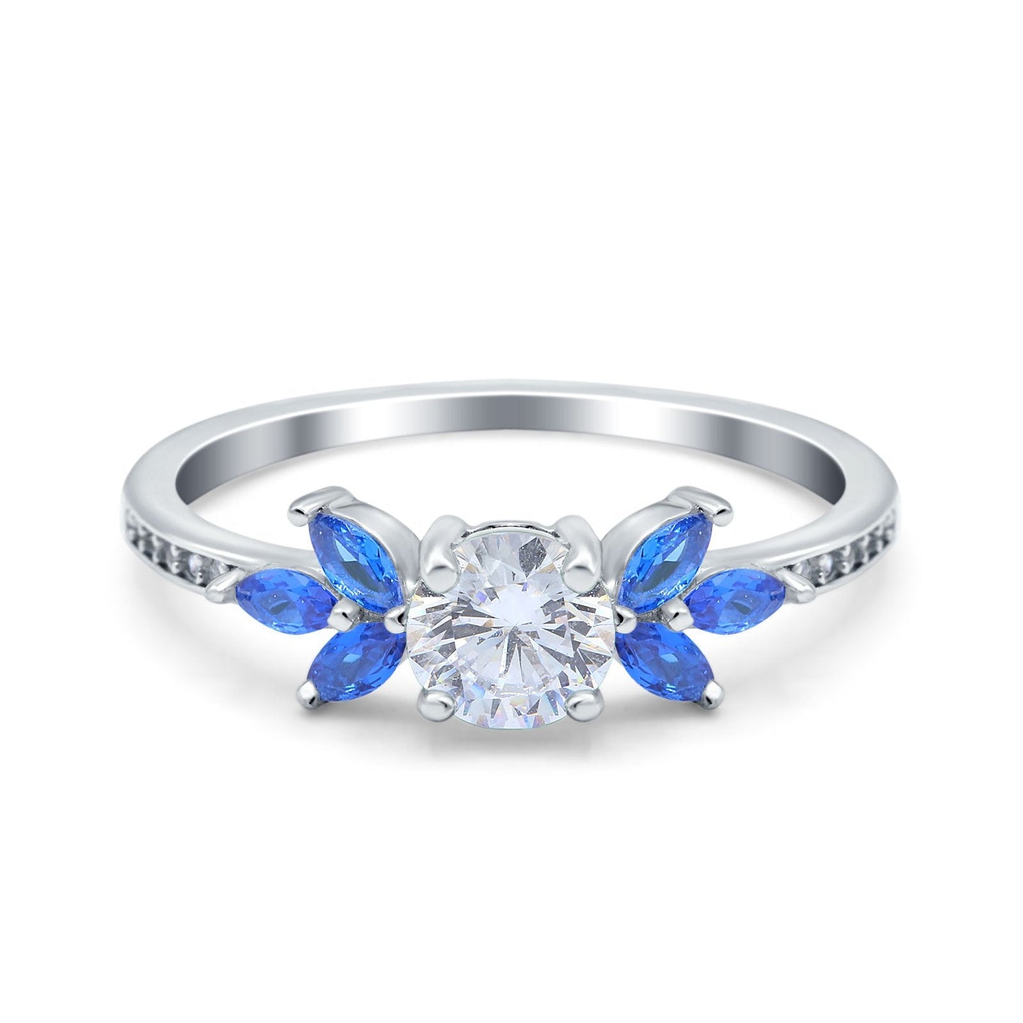 Marquise Wedding Ring Blue Sapphire Simulated Cubic Zirconia