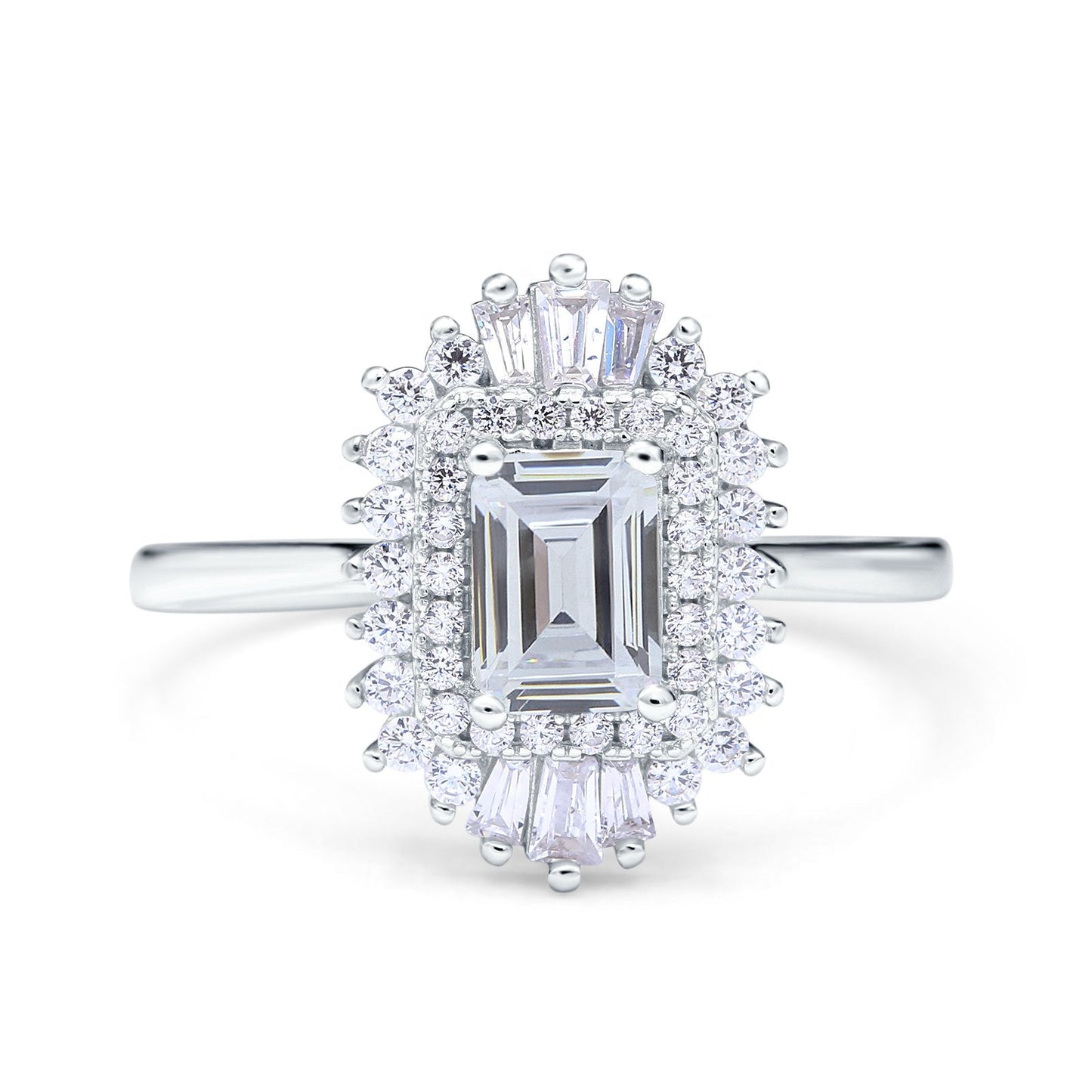 Emerald Cut Vintage Wedding Ring Simulated Cubic Zirconia