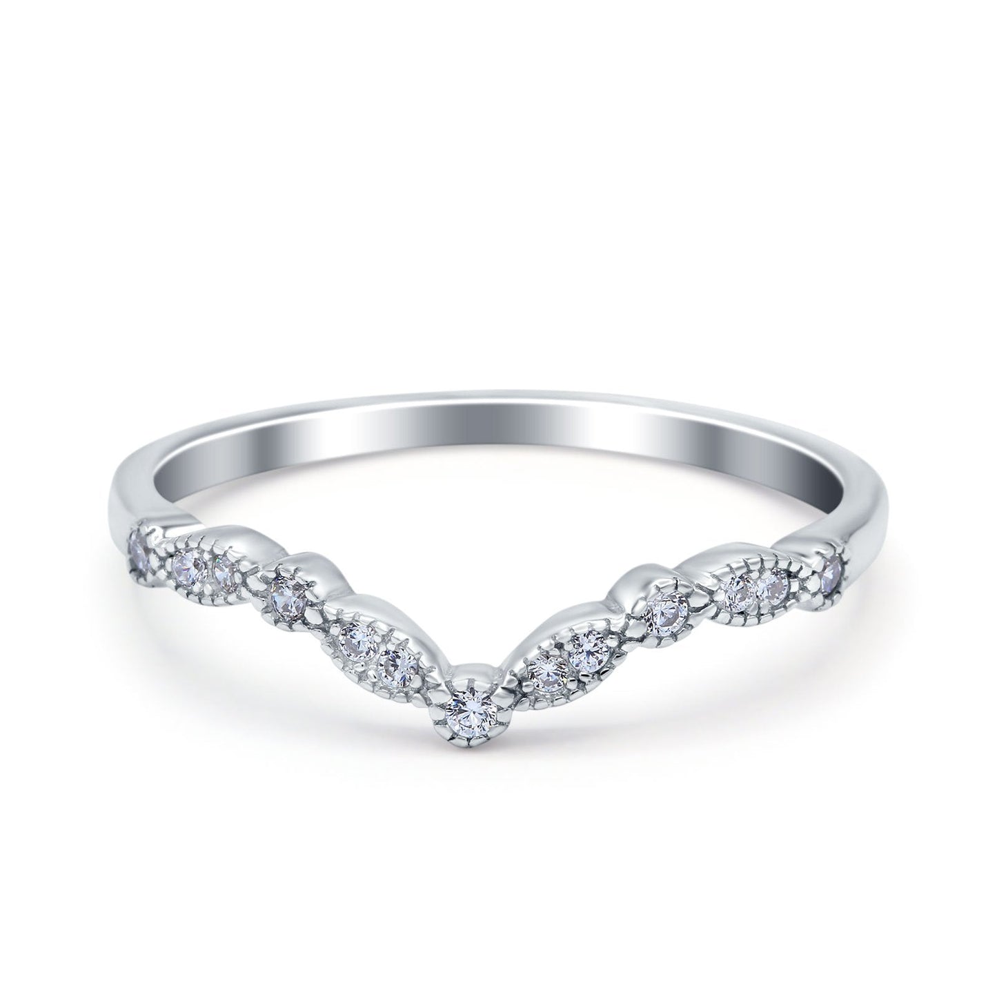 Curved Marquise Half Eternity Stackable Simulated CZ Band Ring