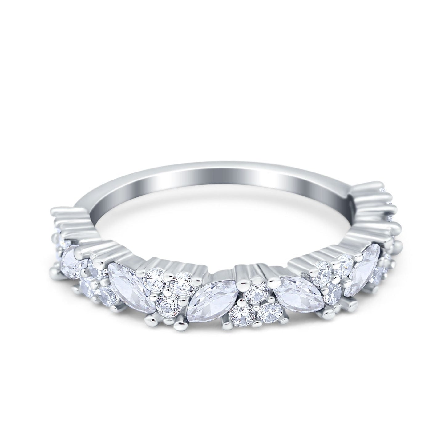 Art Deco Eternity Marquise Wedding Band Ring Simulated Cubic Zirconia