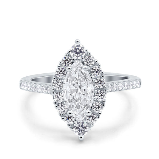 Halo Marquise Art Deco Wedding Ring Simulated Cubic Zirconia