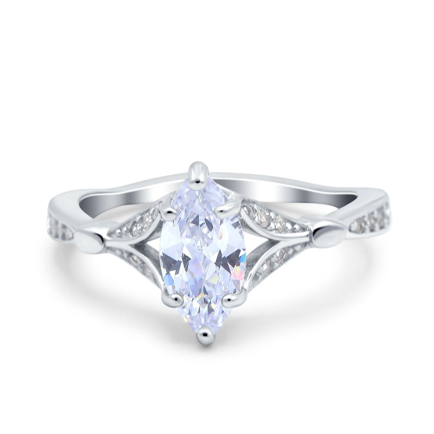 Marquise Art Deco Simulated Cubic Zirconia Wedding Bridal Ring