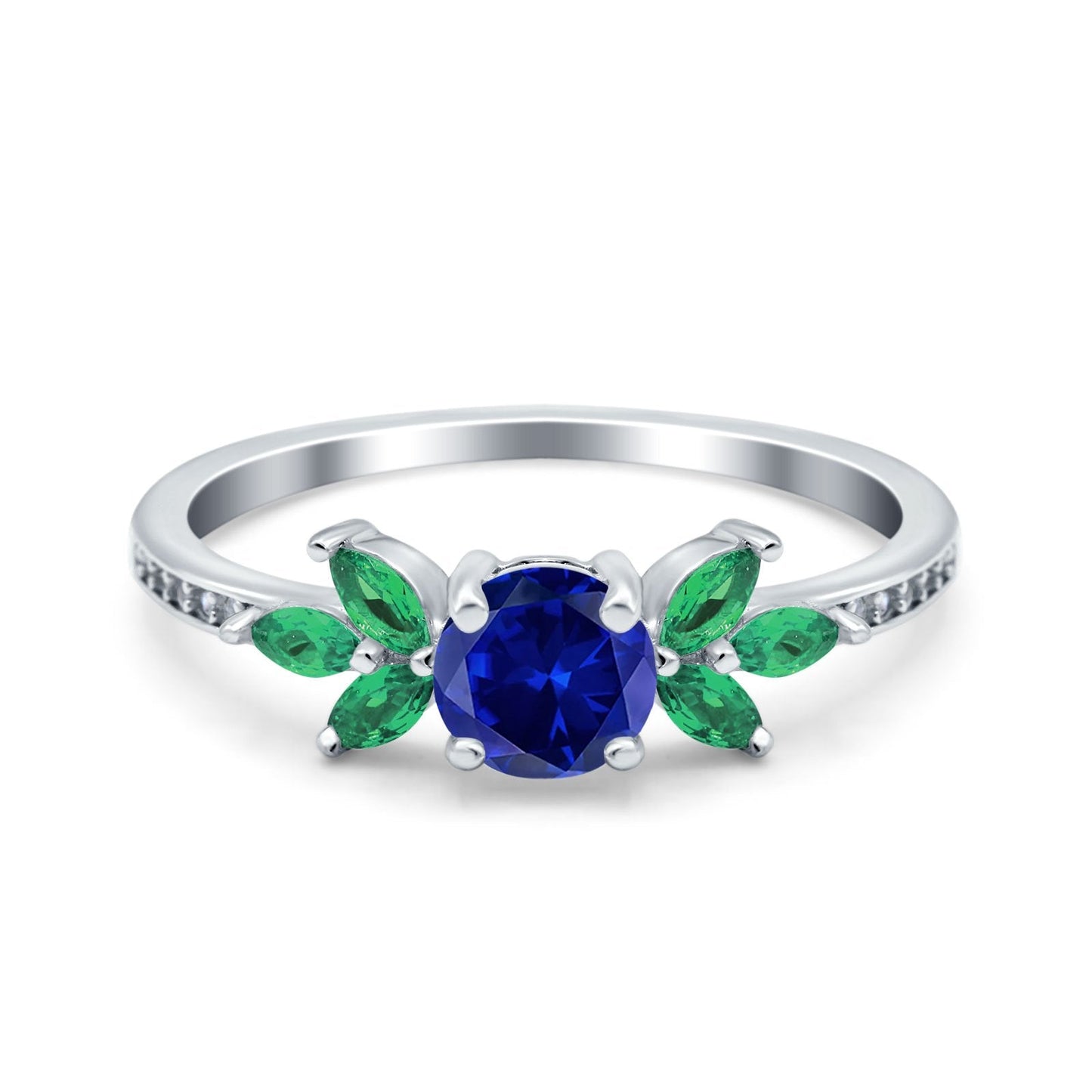 Marquise Green Emerald Blue Sapphire CZ Wedding Ring