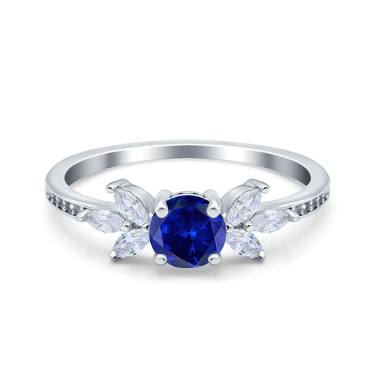 Marquise Blue Sapphire CZ Wedding Ring