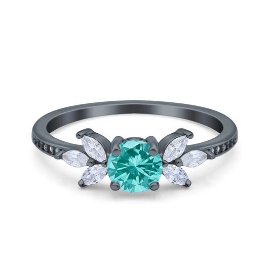 Marquise Black Tone Paraiba Tourmaline CZ Wedding Ring