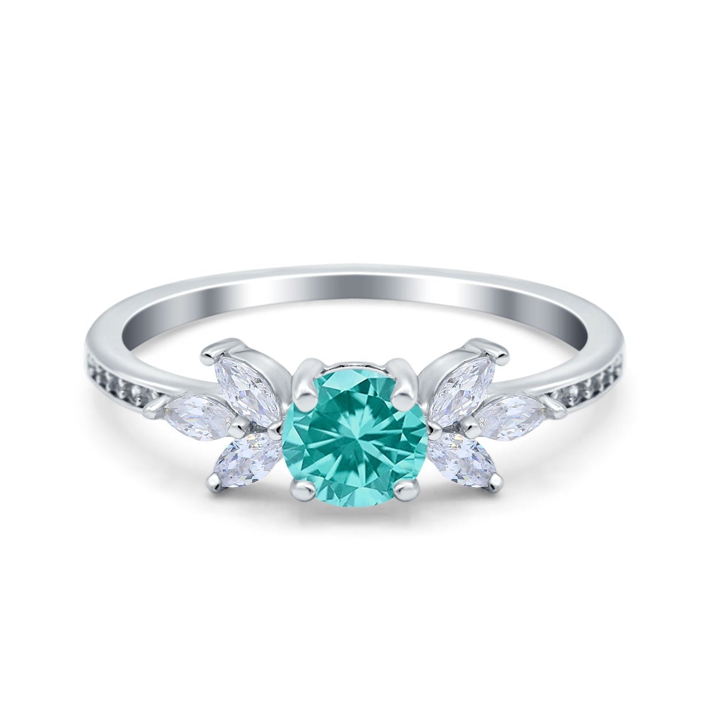 Marquise Paraiba Tourmaline CZ Wedding Ring