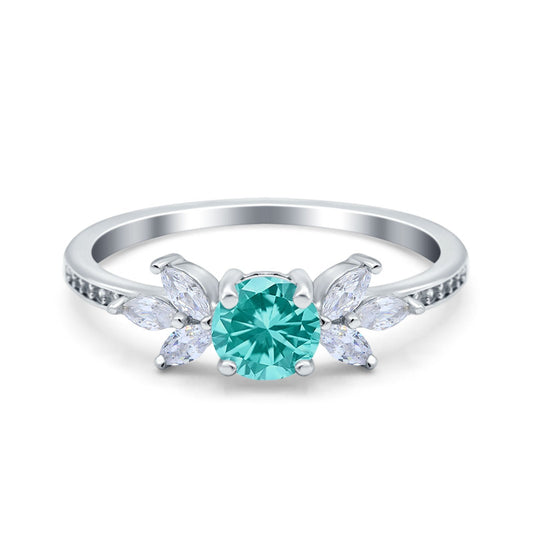 Marquise Paraiba Tourmaline CZ Wedding Ring