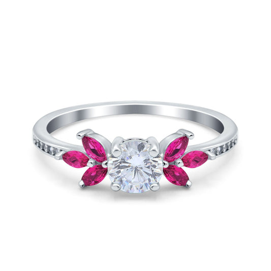 Marquise Ruby Simulated Cubic Zirconia Wedding Ring