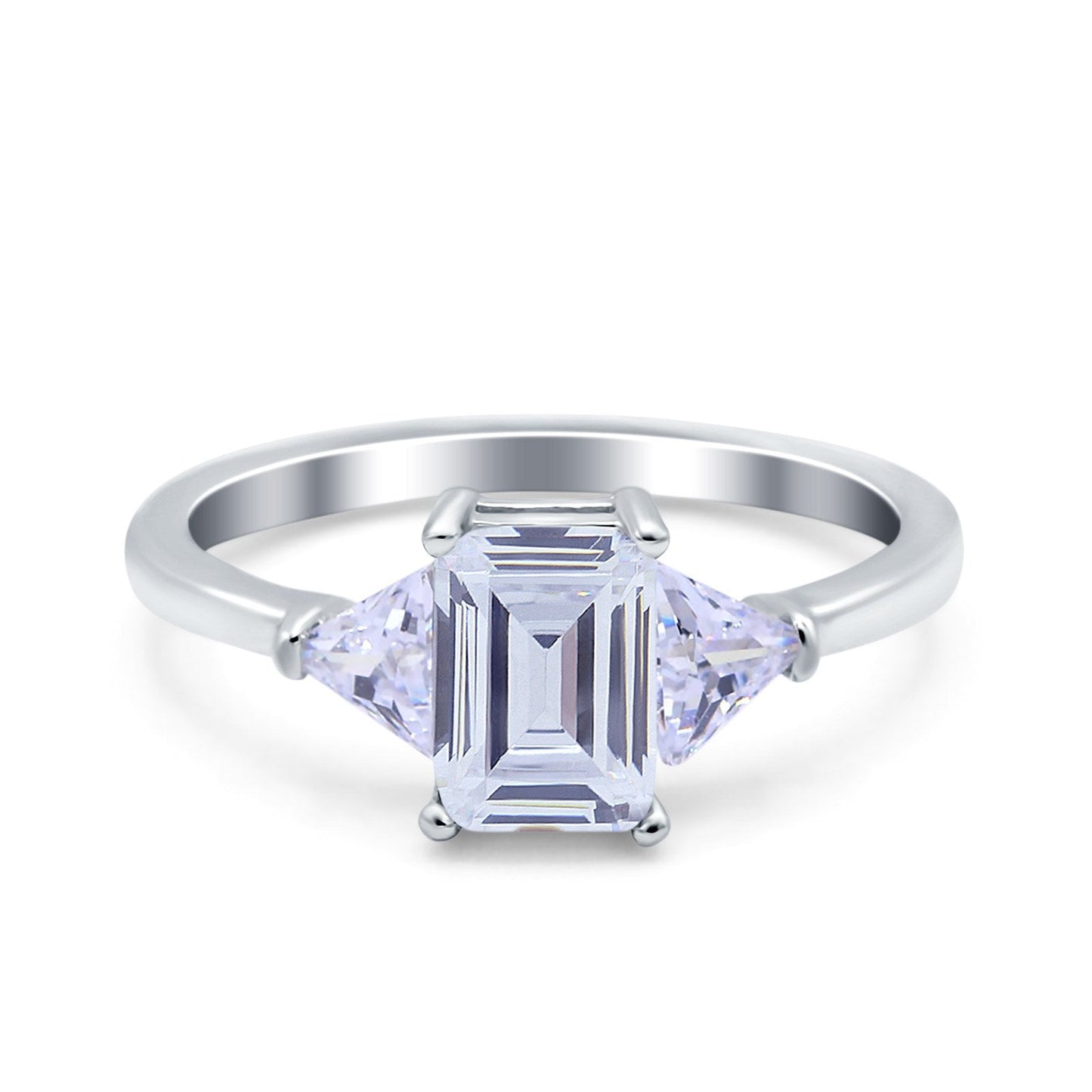 Emerald Cut Art Deco Engagement Ring Simulated Cubic Zirconia