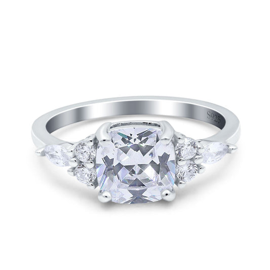 Cushion Cut Art Deco Engagement Ring Simulated Cubic Zirconia