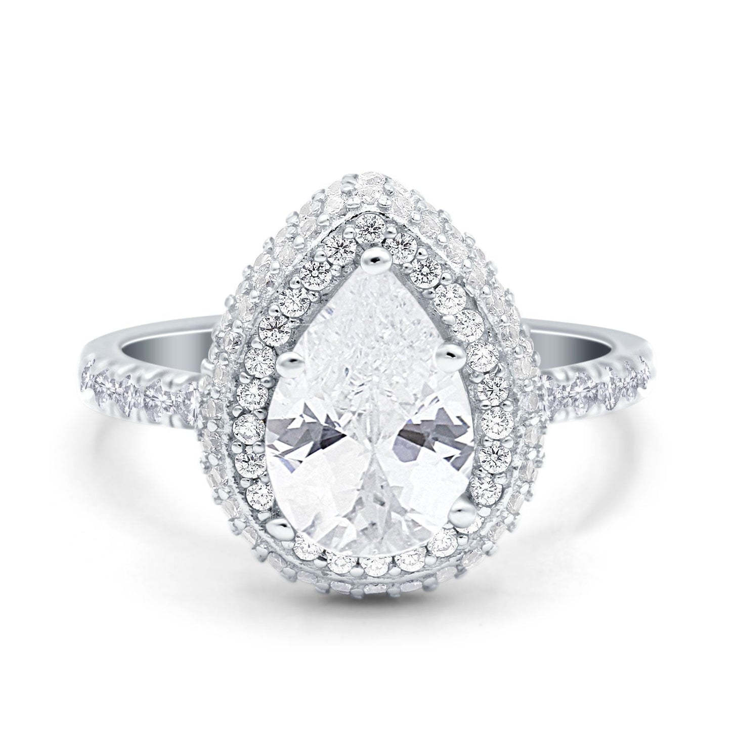 Teardrop Pear Art Deco Vintage Simulated Cubic Zirconia Engagement Ring