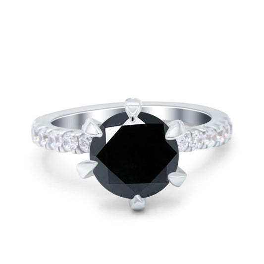 Vintage Art Deco Wedding Ring Round Simulated Black CZ