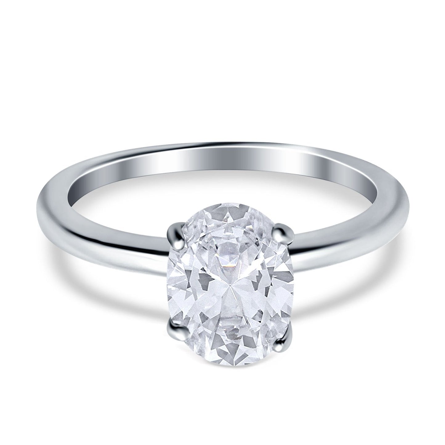 Oval Cathedral Solitaire Wedding Ring Simulated Cubic Zirconia