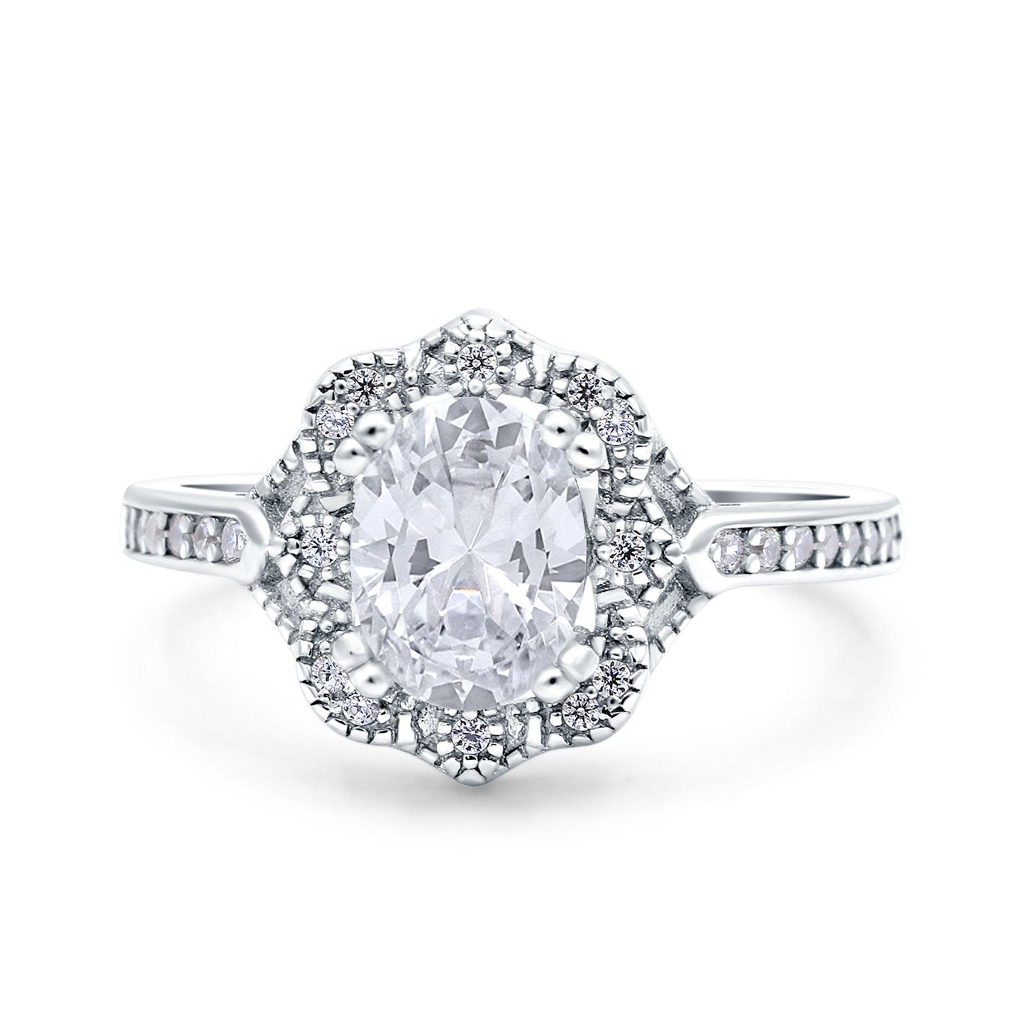 Oval Art Deco Accent Vintage Cubic Zirconia Wedding Ring