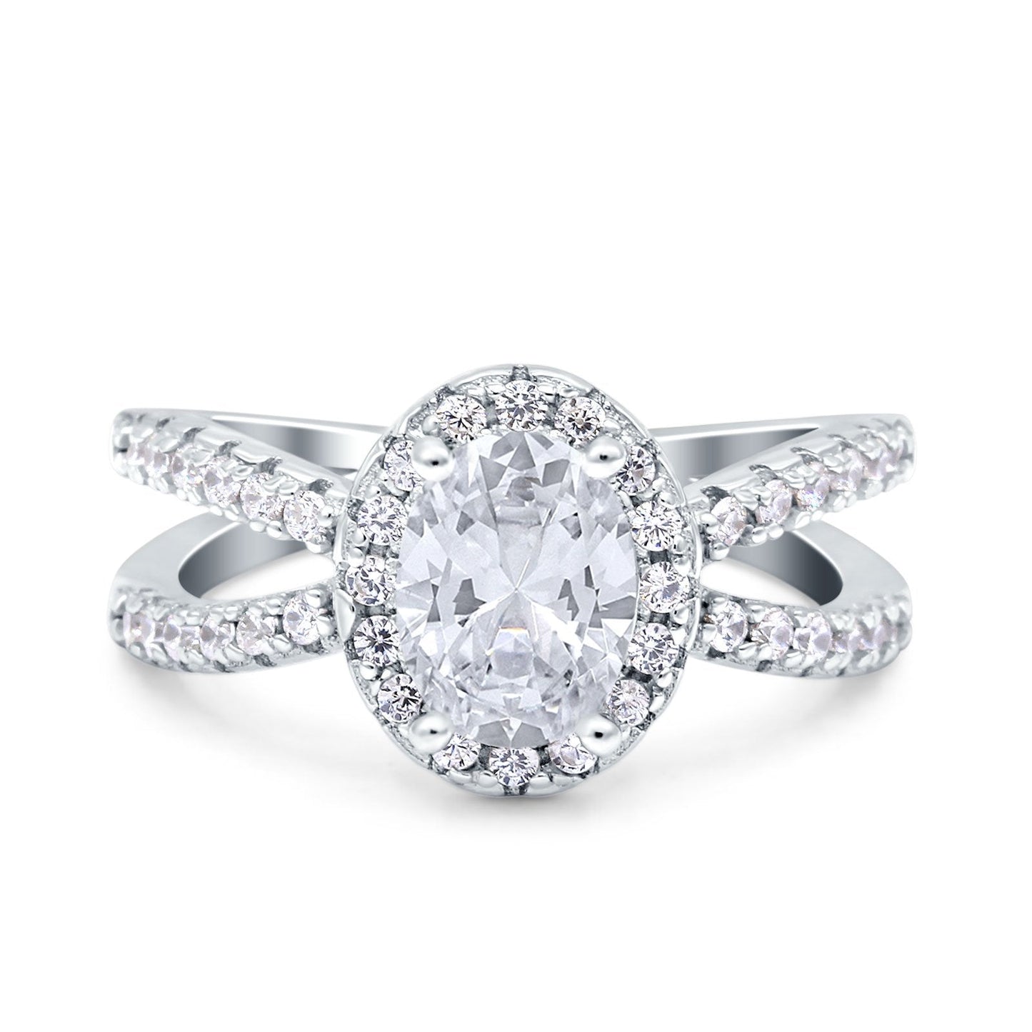 Art Deco Oval Cubic Zirconia Engagement Ring