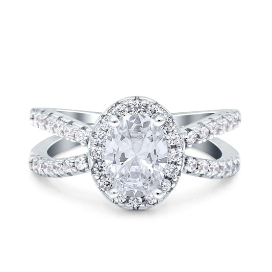 Art Deco Oval Cubic Zirconia Engagement Ring