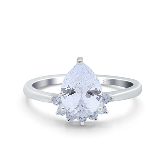 Teardrop Art Deco Pear Engagement Ring Simulated Cubic Zirconia