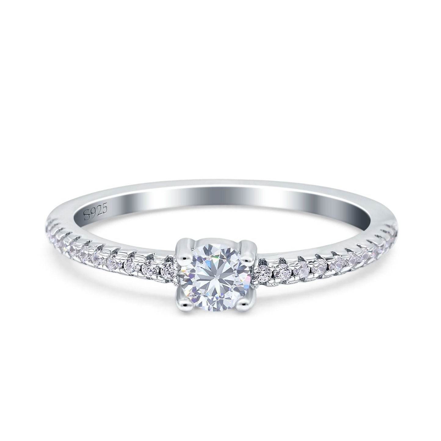 Simple Wedding Ring Band Round Simulated Cubic Zirconia